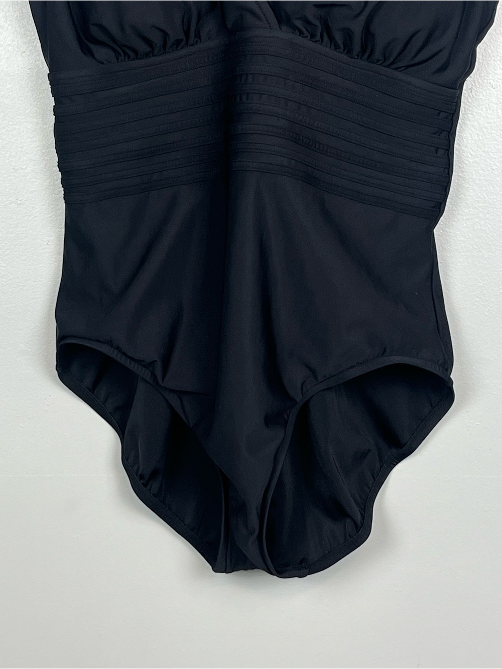 Aqua Green black modest 1 pc. full coverage swimsuit, size XL. - Picture 4 of 9